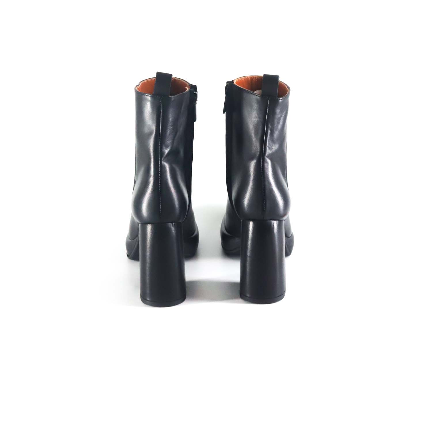 Club Style Stivaletto Tacco Largo Punta Quadra Nero